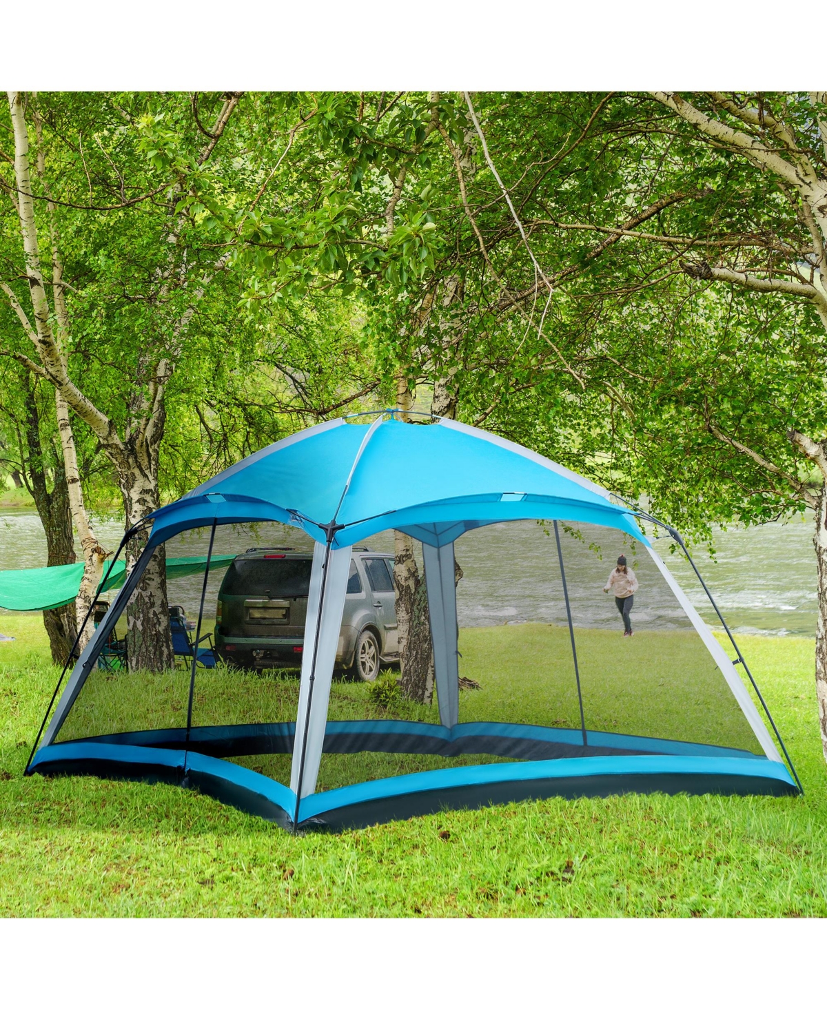 Streamdale Furniture 12' x 12' Screen House Room, 8 Person Camping Tent w/ Carry Bag and 4 Mesh Walls for Hiking, Backpacking, and Traveling, Easy Set