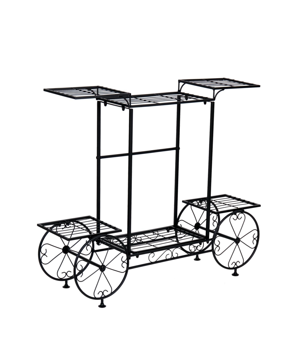 Garden Wrought Iron Plant Stand 6 Tiers Flower Pots Display Rack Home Garden Decor - Black
