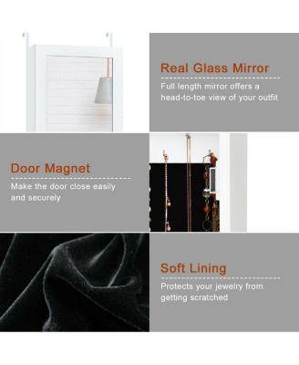 Door and Wall Mounted Armoire Jewelry Cabinet with Full-Length Mirror