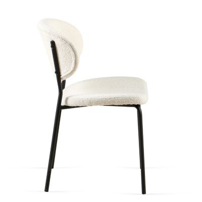 Beige Boucle Dining Chairs (Set of 2) with Metal Legs