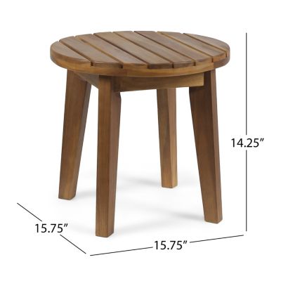 Streamdale Outdoor 16" Acacia Wood Side Table, Teak Finish