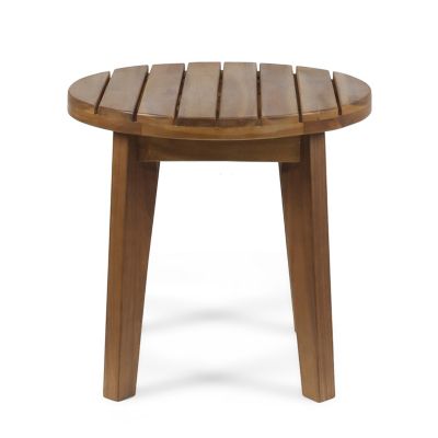 Streamdale Outdoor 16" Acacia Wood Side Table, Teak Finish