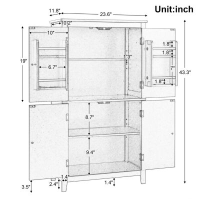 Freestanding 4-Door Bathroom Storage Cabinet