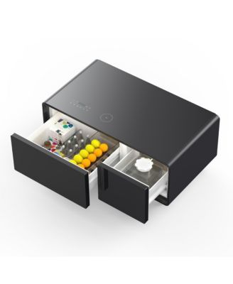 Modern Smart Coffee Table with Fridge, Bluetooth, Wireless Charging