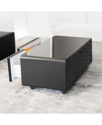 Modern Smart Coffee Table with Fridge, Bluetooth, Wireless Charging