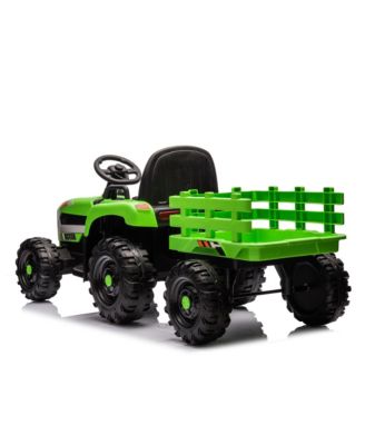 Ride on Tractor2.0 with Trailer,24V Battery Powered Electric Tractor Toy, 200w2motor 1.86-4.97MPH/Remote Control, electric car for kids, Three speed adjustable, USB, MP3, Bluetooth, LED light, safety