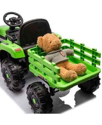 Ride on Tractor2.0 with Trailer,24V Battery Powered Electric Tractor Toy, 200w2motor 1.86-4.97MPH/Remote Control, electric car for kids, Three speed adjustable, USB, MP3, Bluetooth, LED light, safety