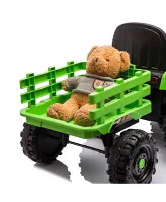 Ride on Tractor2.0 with Trailer,24V Battery Powered Electric Tractor Toy, 200w2motor 1.86-4.97MPH/Remote Control, electric car for kids, Three speed adjustable, USB, MP3, Bluetooth, LED light, safety