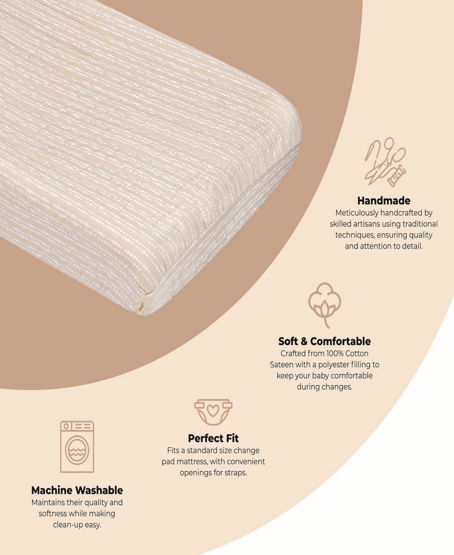 Infants Cove Quilted Neutral Dot Change Pad Cover