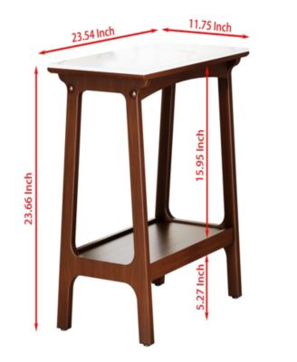 Retro Slate Side Table with Shelf, Small End Table for Small Spaces