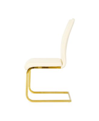 Modern PU dining chair Living room chair Upholstered chair, gold metal chair leg design, kitchen, living room, bedroom, dining room side chair (Set of 2)