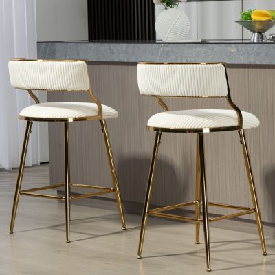 Corduroy Counter Height Bar Stools with Back