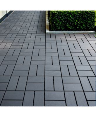 27 Pack Interlocking Plastic Deck Tiles - 12" x12" Square - Waterproof Outdoor - Poolside Balcony Backyard Decking Tiles - Easy Installation - Sturdy PP Material - Strong Load-Bearing Capacity