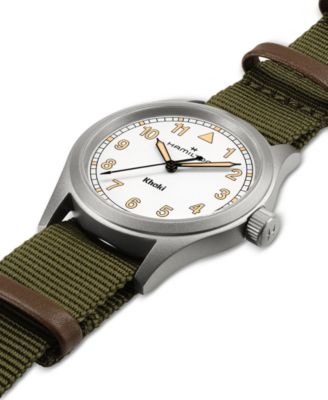 Men's Swiss Khaki Field Green Textile Strap Watch 38mm