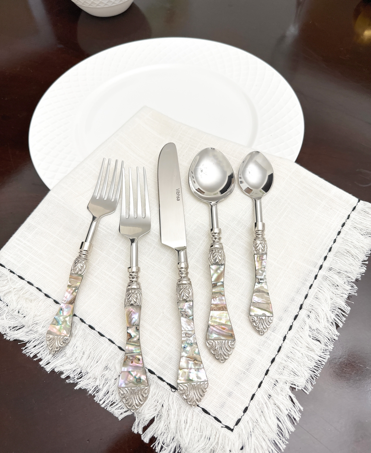 Vibhsa Cultured 20-Pc. Flatware Set, Serving for 4 - Silver and Multi Color Finish