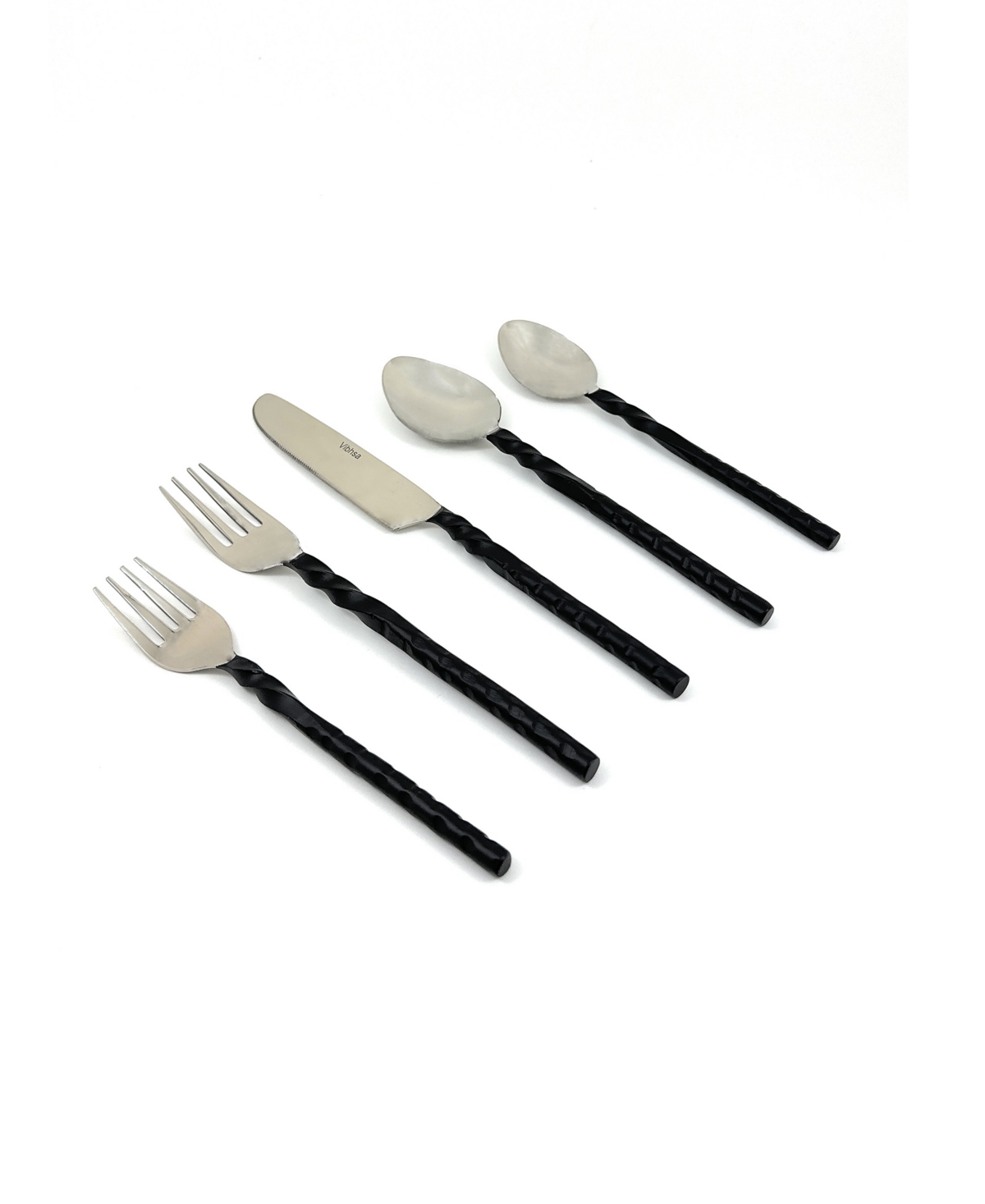 Vibhsa Rope 20-pc. Flatware Set, Serving For 4 In Black And Silver Finish