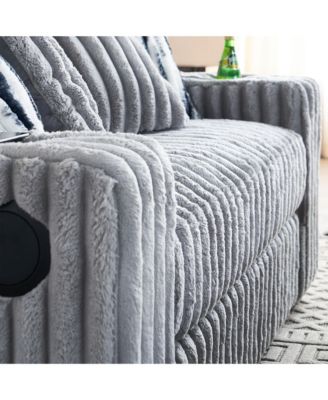 1 Pc. Upholstered Comfy Sleeper with Back & Toss Pillows, Bluetooth Speaker & Wireless Charger Loveseat with Ottoman