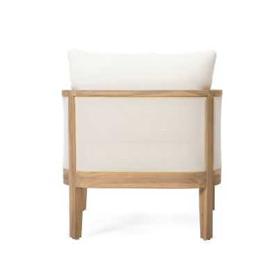 (Set of 2) Outdoor Acacia Wood Patio Club Chair, Textilene Patio Furniture, Waterproof Thick Cushion Deep Seating for Porch, Garden, Backyard, Balcony, Weight Capacity 400lbs, Light Teak Finish, Beige