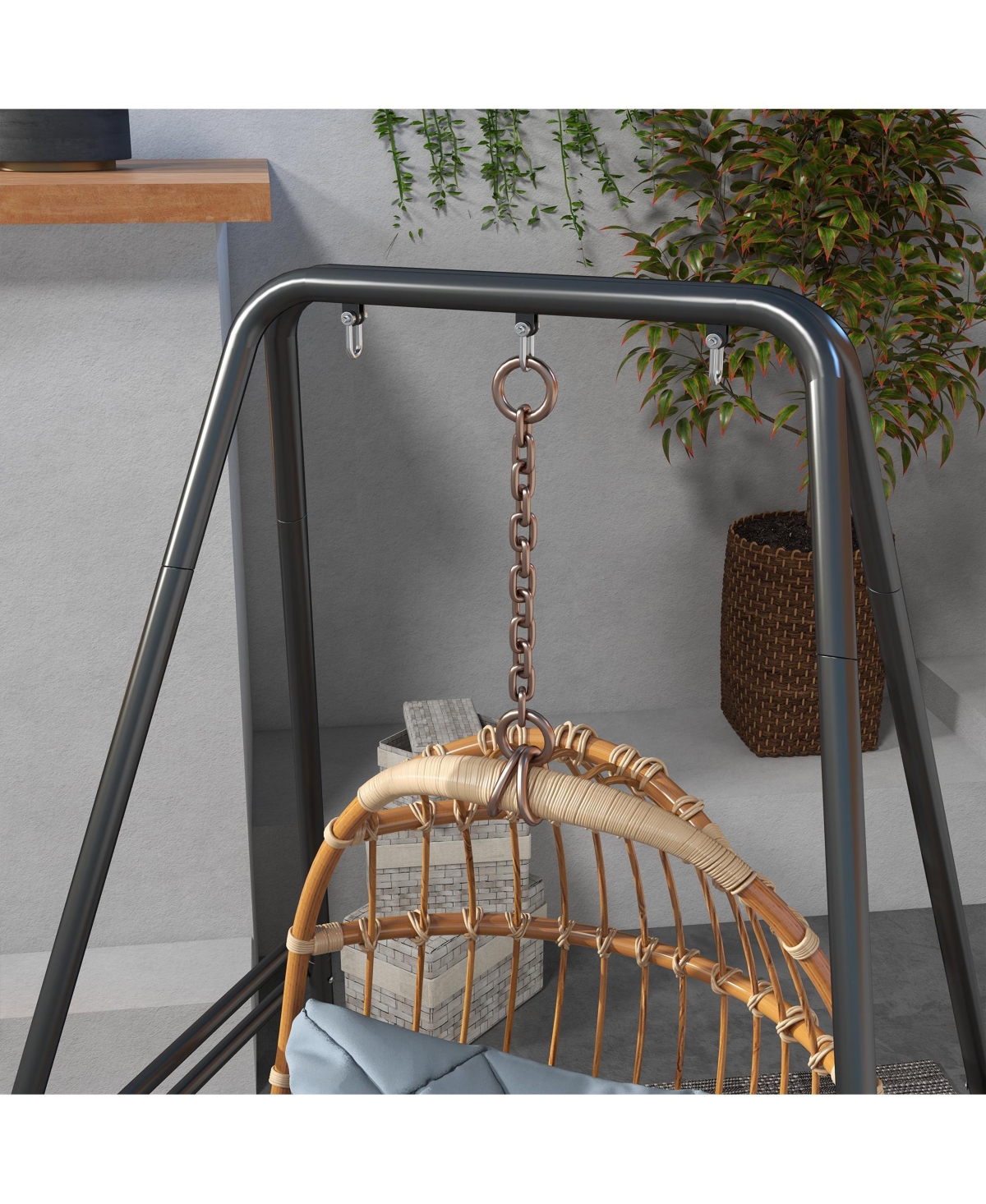 Streamdale Furniture A-Shaped Hammock Chair Stand, Heavy Duty Swing Stand for Indoor & Outdoor Use, Max 330 lbs.,- Black