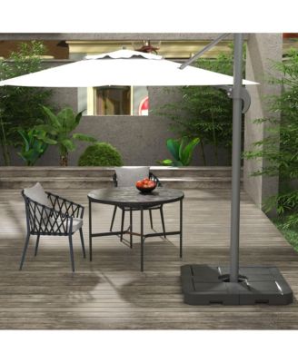 4 Piece Patio Cantilever Umbrella Base Weight Set, Fillable Outdoor Offset Umbrella Weights for Umbrella Stand, 175 lbs. Capacity Water or 230 lbs. Capacity Sand, Black