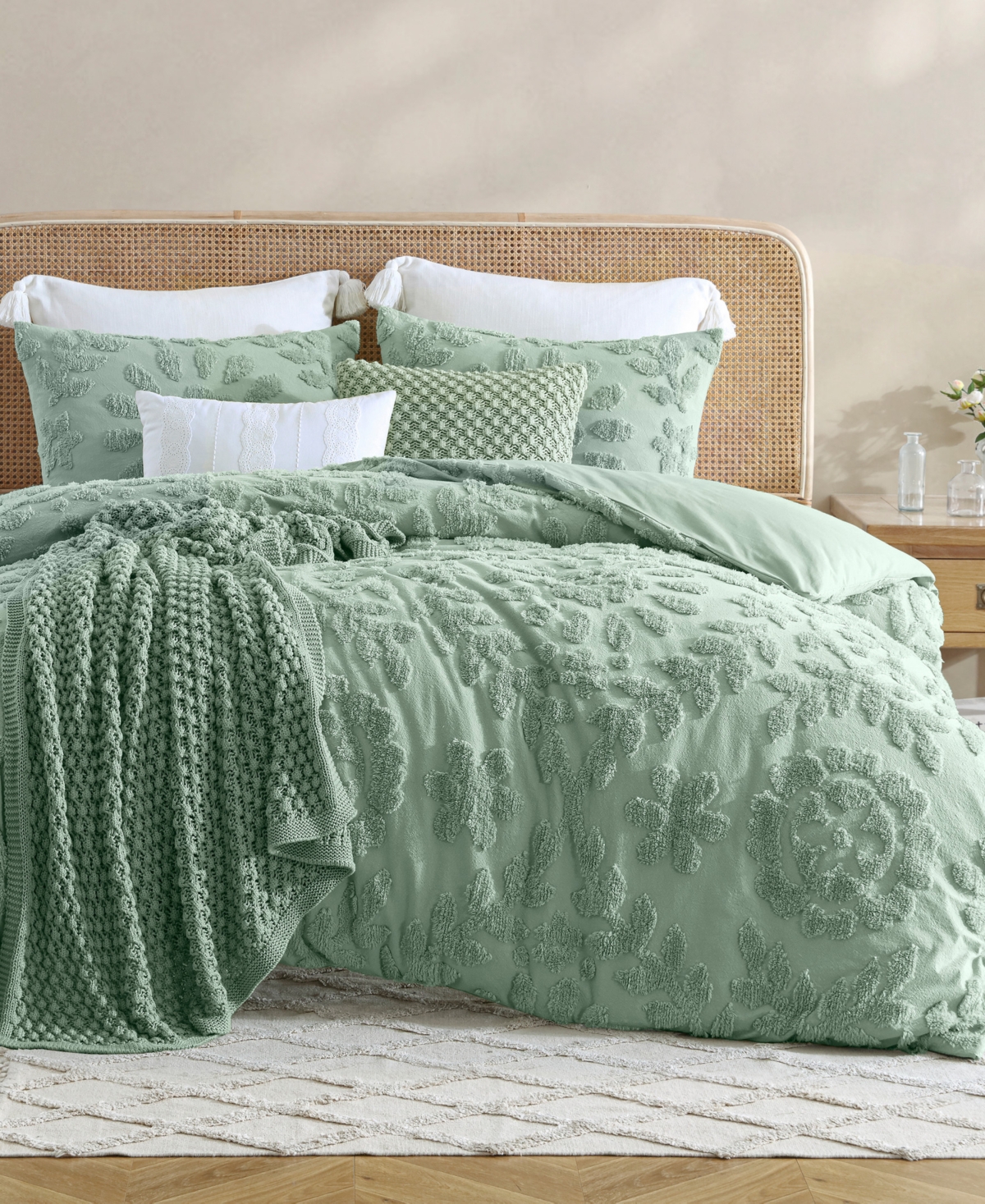 Peri Home Chenille Laurel 3-pc. Duvet Cover Set, Full/queen In Sage