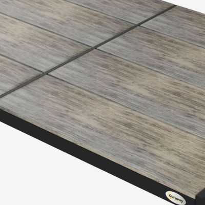 Outdoor Dining Table for 6 People, Aluminum Rectangular Patio Table with Faux Wood Tabletop for Backyard, Lawn, Balcony, Poolside, 55" x 35.5", Gray