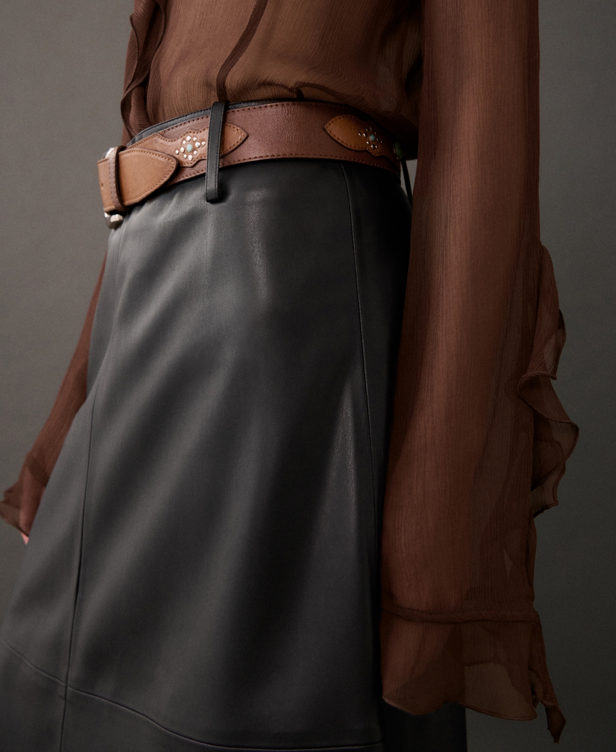 Mango Women's Leather Effect Midi Skirt In Black
