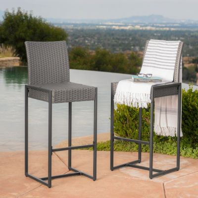 Elegant Outdoor Wicker Barstools With Durable Iron Frame