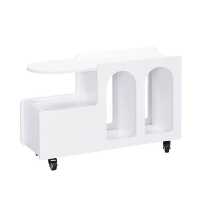 Streamdale White Mobile Side Table with Drawer and Shelves