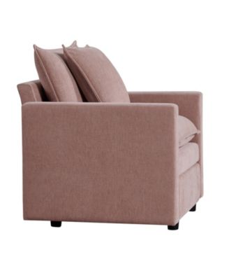 Chenille Fabric Comfy Deep Single Seat Sofa Upholstered Reading Armchair Living Room