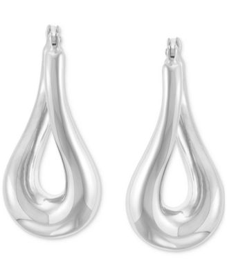 Macy's - Polished Tube Twist Medium Hoop Earrings in Sterling Silver