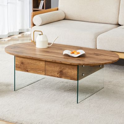  Chic Coffee Table with Drawers and Tempered Glass