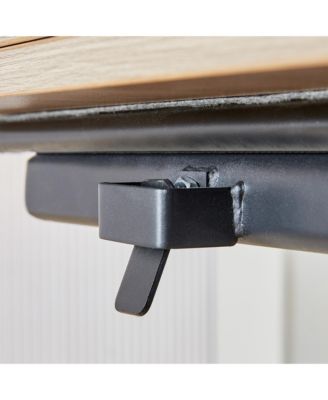 Modern minimalist multifunctional lifting table, 0.8-inch wood grain craft sticker desktop, black metal legs. 4 upholstered dining chairs with black metal legs. LT-10055 B0502