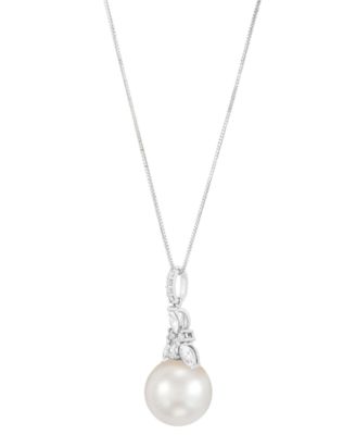Cultured Freshwater Pearl (12mm) & Lab Grown Diamond (1/2 ct. t.w.) 18" Pendant Necklace in 14k White Gold