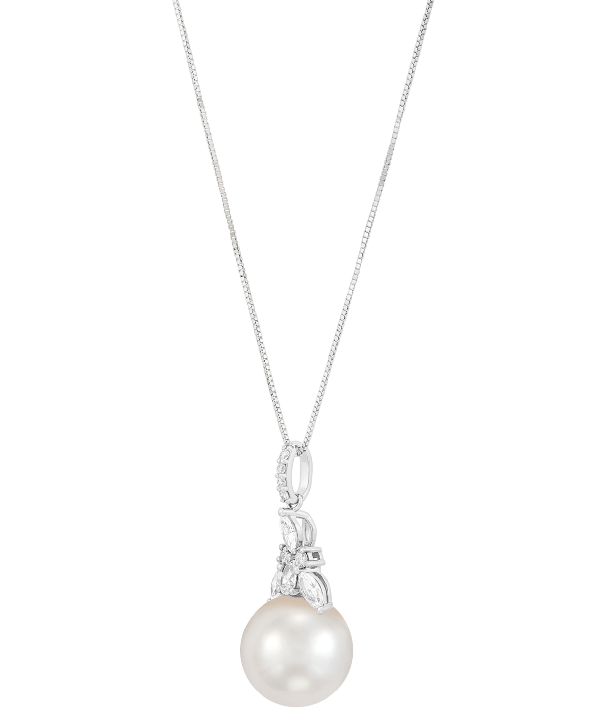 Grown With Love Cultured Ming Pearl (12mm) & Lab Grown Diamond (1/2 Ct. T.w.) 18" Pendant Necklace In 14k White Gold In White