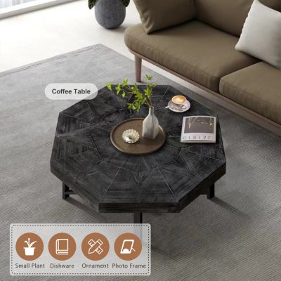 Octagonal Patchwork Cross Leg Coffee Table