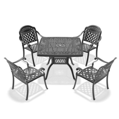 (Cushions In Random Colors)5-Piece Set Of Cast Aluminum Patio Furniture With Cushions