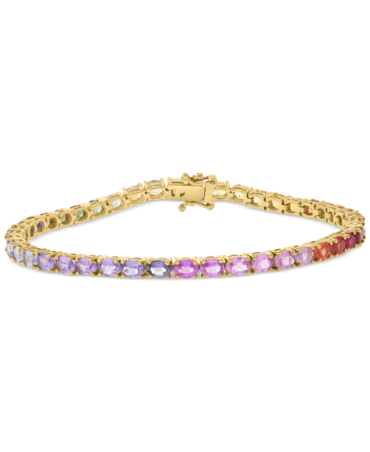 Effy Collection Effy Multi-sapphire Oval Tennis Bracelet (8-7/8 Ct. T.w.) In 14k Gold In Multi Gemstone