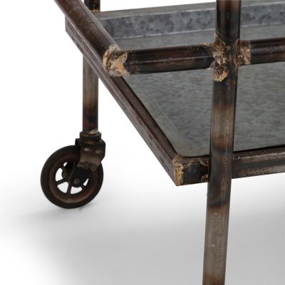 Streamdale 30.7x17.1x34.6" Percy Galvanized Metal Bar Cart in Gray & Black