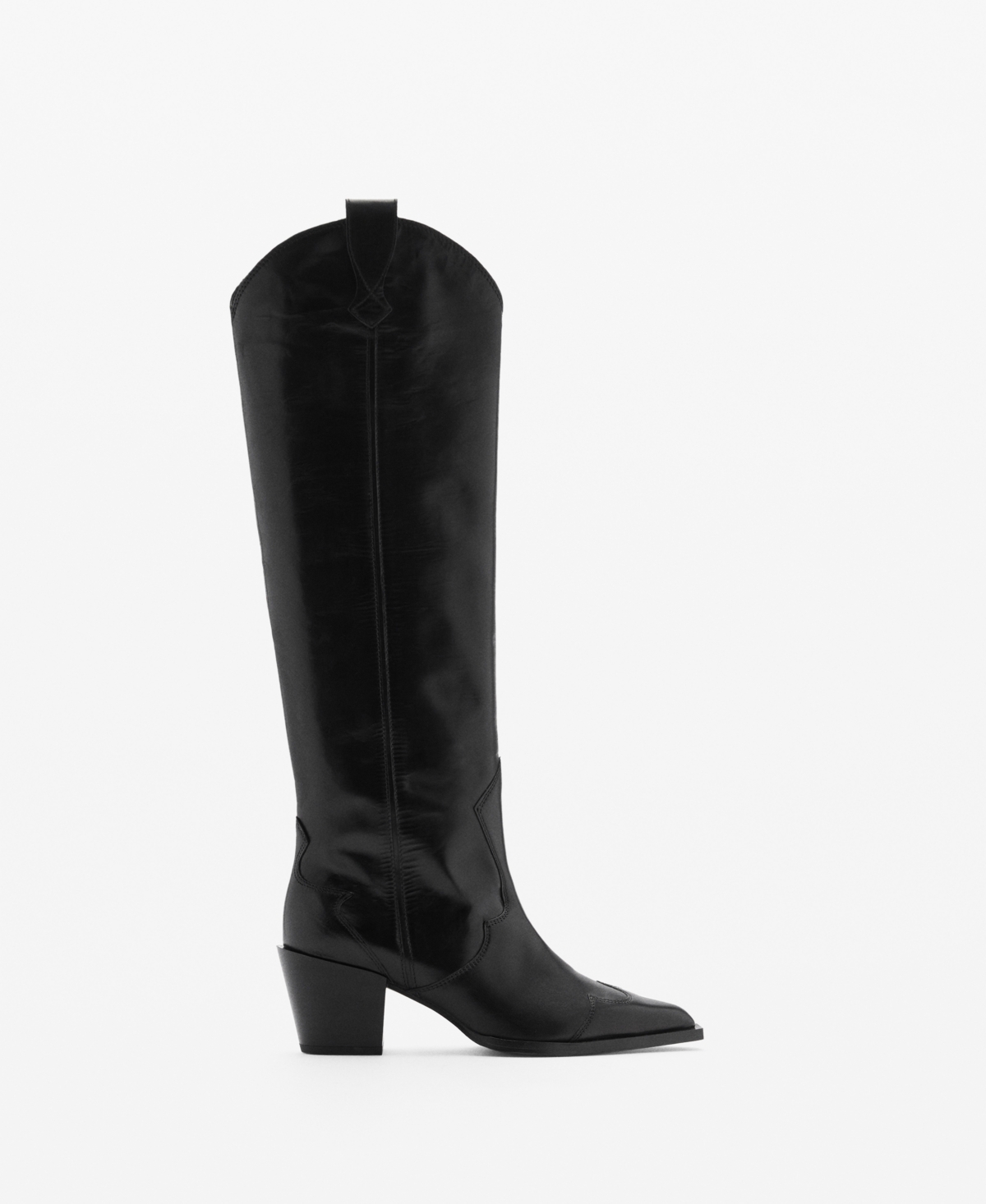 Mango Women's Cowboy Leather Boots In Black