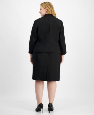 Plus Size Cutout Kissing Jacket & Sheath Dress Suit Set