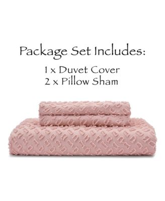 Premium Clipped Duvet Set Tufted Boho Double Brushed Chic Soft Textured Clipped Solid Microfiber 3-Piece Duvet Set