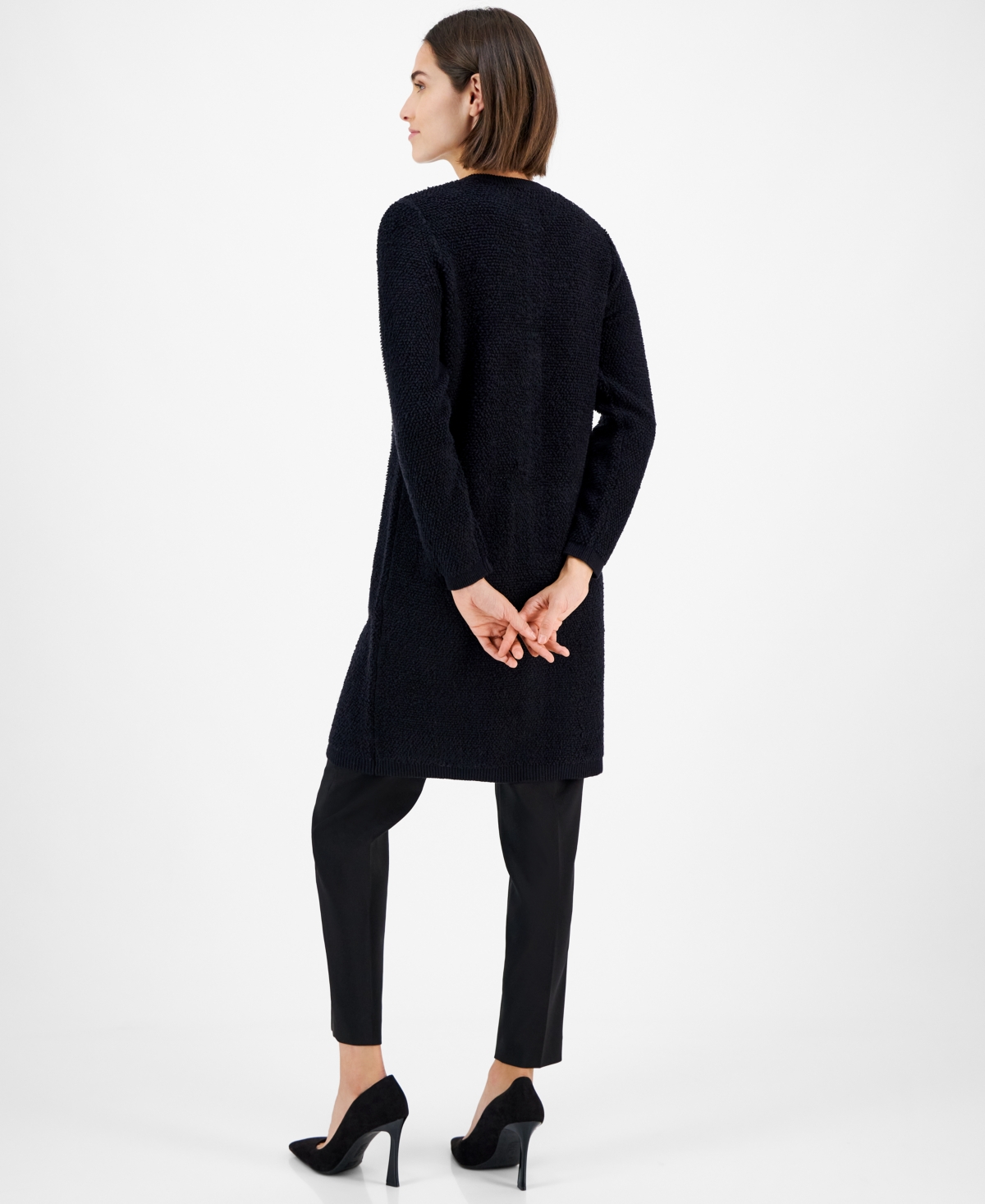 Anne Klein Women's Round-Neck Long-Sleeve Cardigan Jacket
