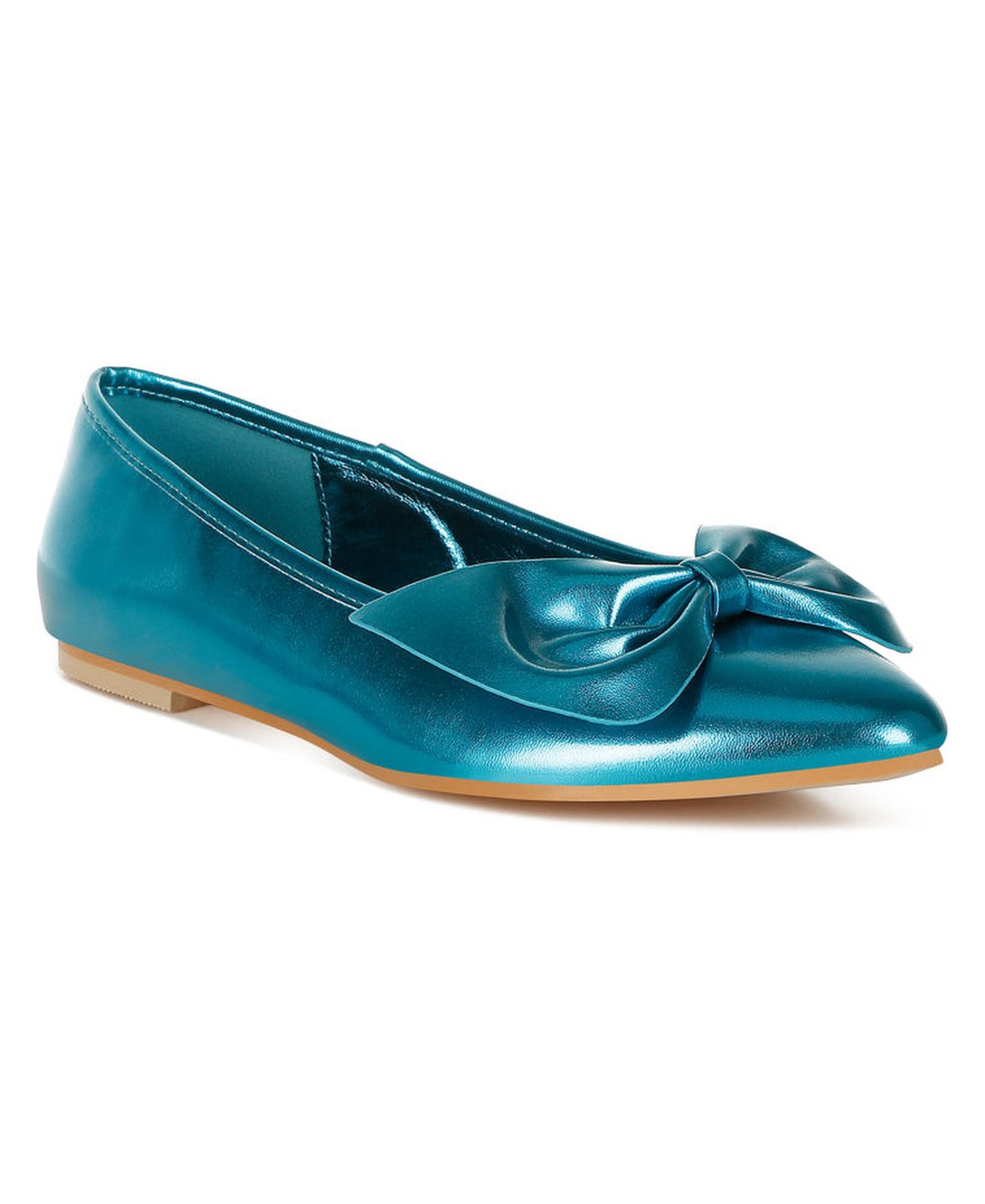 Женские балетки Rag & Co Bromelia Metallic Pleather Bow Ballerinas, цвет: Синий — фото 2