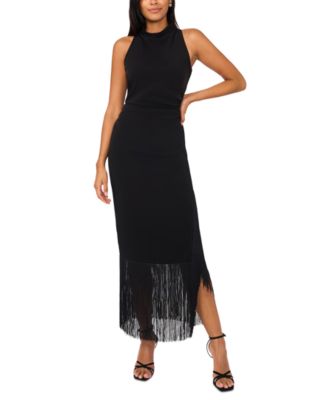 black & bronze metallic fringe francie short sleeve maxi dress Leslie Velvet Maxi Dress