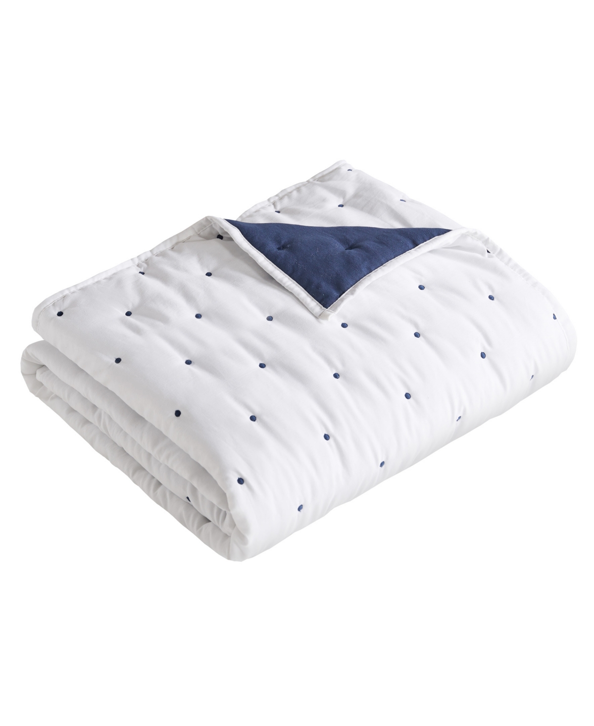Levtex Embroidered Swiss Dot Quilted Throw, 50" X 60" In Navy
