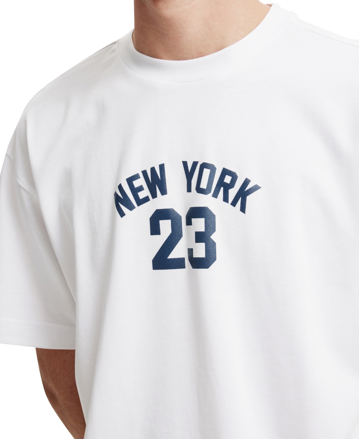 Cotton On Men's Box Fit College T-Shirt -New York 23 Navy