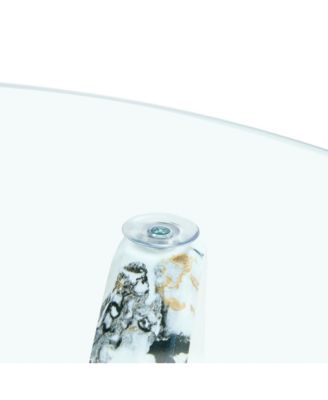 Streamdale Modern Glass Coffee Table with Unique Patterned Legs