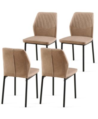 Modern PU Leather Dining Chairs with Metal Legs (4-Pack)