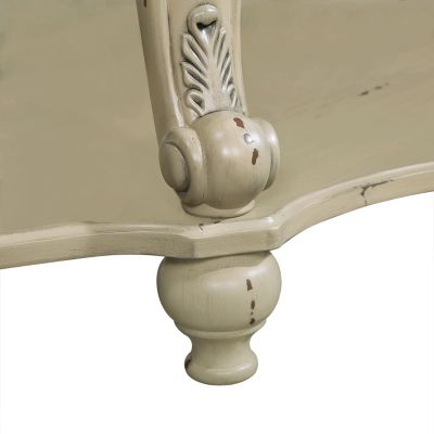 Oval Wood Coffee Table with Open Storage Shelf